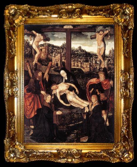 framed  CORNELISZ VAN OOSTSANEN, Jacob Crucifixion with Donors and Saints fdg, ta009-2